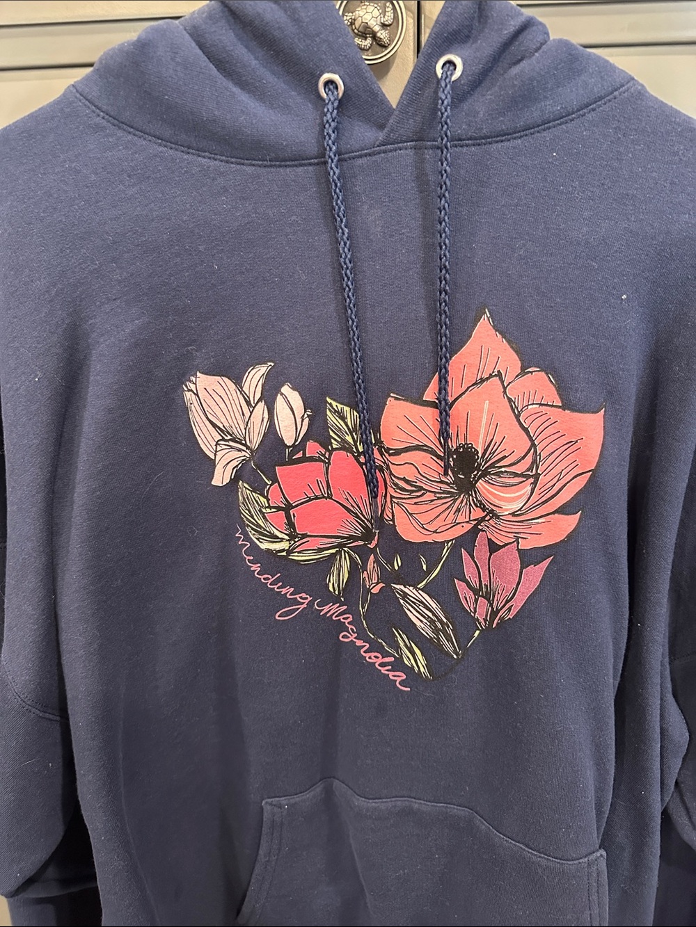 Navy Floral Graphic Hoodie Sweater - Hanes